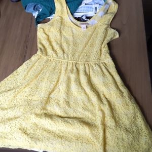 Yellow lace skater dress